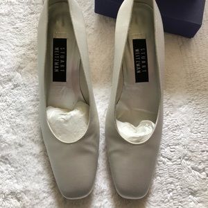 Stuart Weitzman White satin bridal shoes